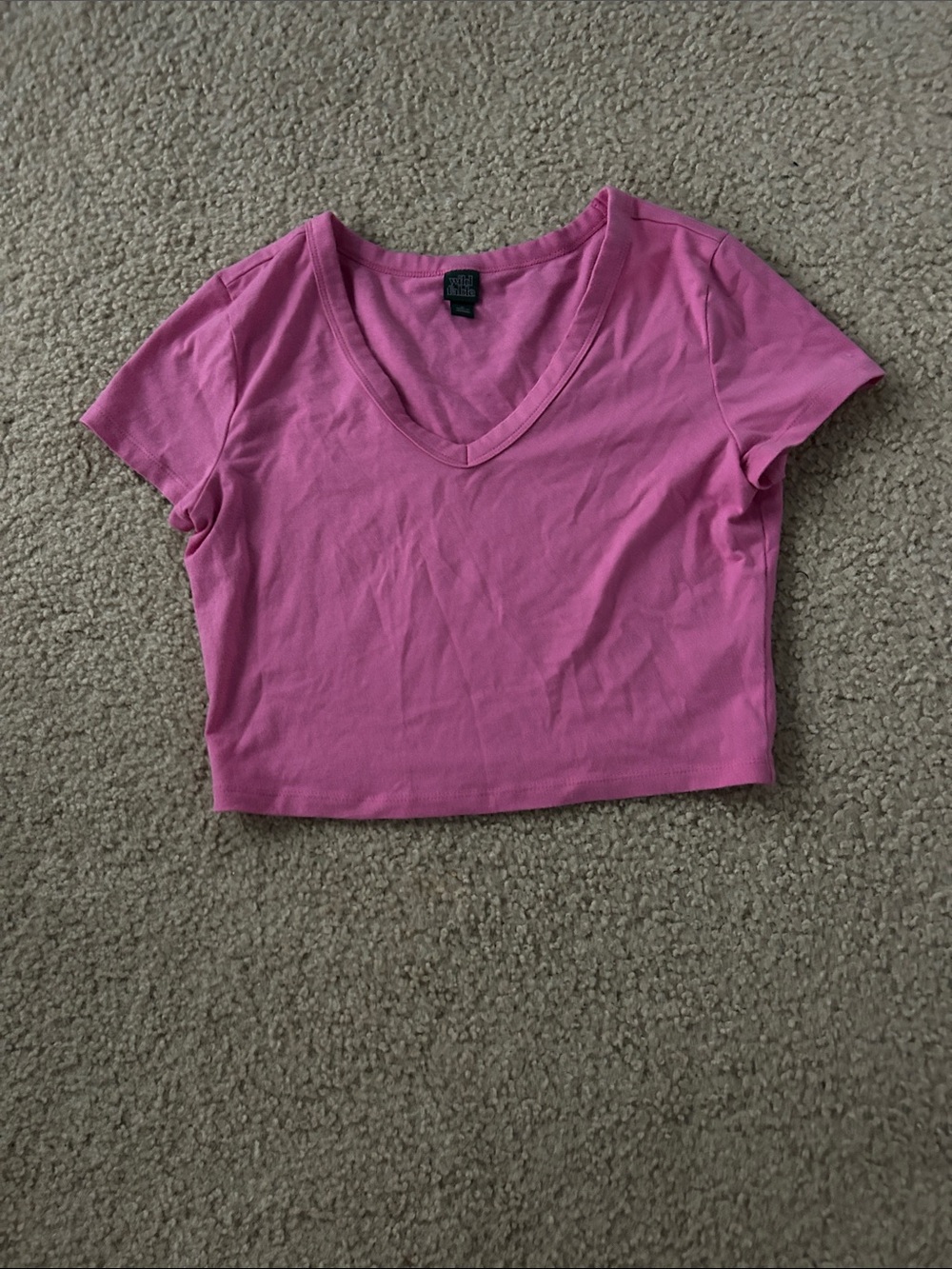 wild fable Pink V-Neck Short Sleeve Crop Top